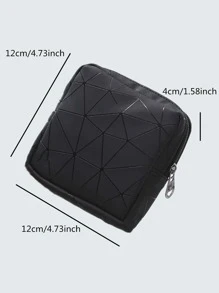 Geometrisches Muster Hygieneartikel Aufbewahrungstasche, schwarze tragbare Hygieneartikel Tasche zum Reisen, als Kosmetiktasche, Reiseveranstalter, großer Kosmetik Organizer Kosmetikkoffer, für Lippenstift, Pinsel, Hautpflege, Handy, Münzen, Kleinteile, für Zuhause, Geschenk, Urlaub und Feste wie Halloween, Weihnachten, Multifunktional, Boho Stil