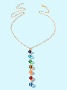Ball Decor Y Lariat Necklace - Multicolor - View 2