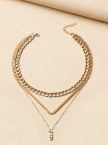 鏈飾多層次項鍊 - 金黃色 - 查看 4