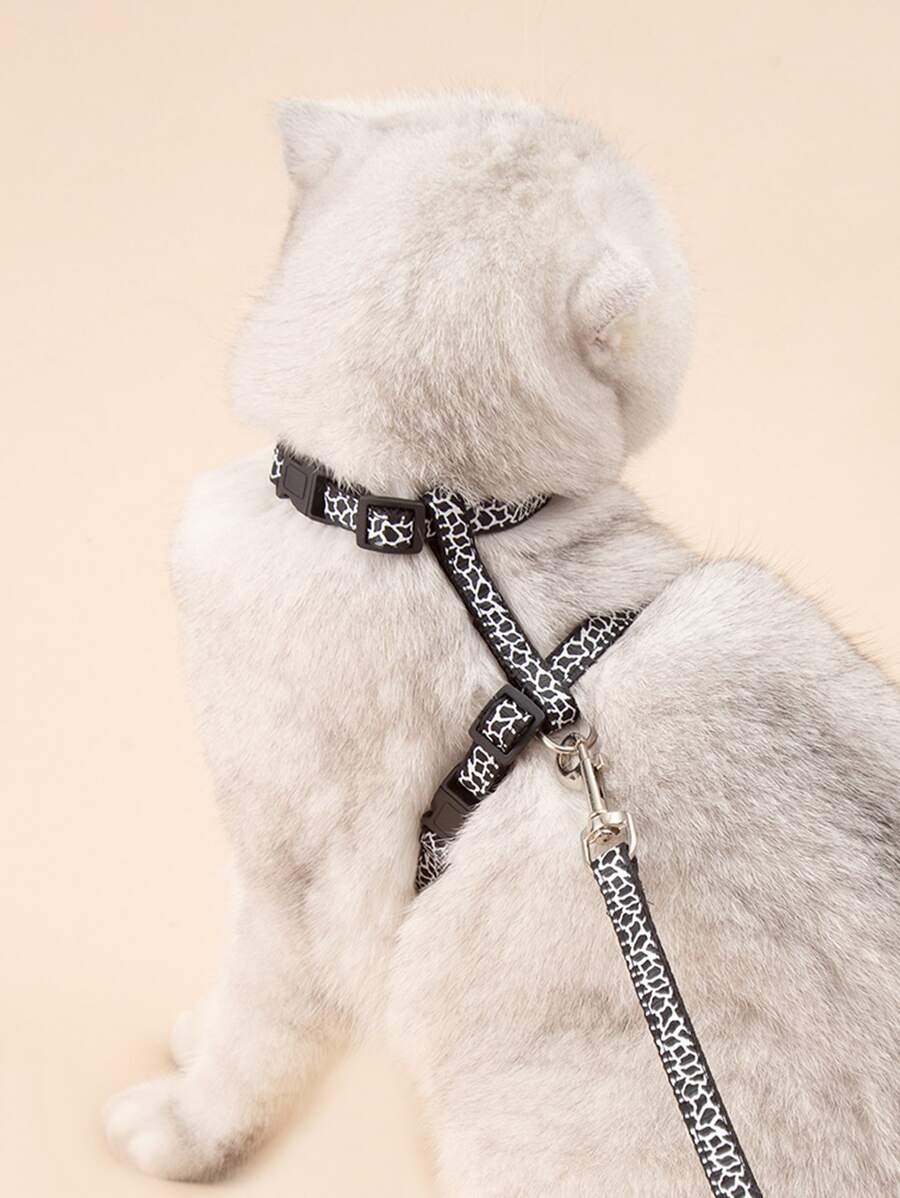 1 cái Cracked Print Carrier Carrier With 1pc Leash, Thích hợp cho chó nhỏ và mèo Hoạt động ngoài trời - màu đen - Xem 1