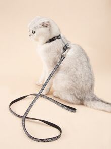 1 cái Cracked Print Carrier Carrier With 1pc Leash, Thích hợp cho chó nhỏ và mèo Hoạt động ngoài trời - màu đen - Xem 2