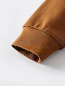 Đứa bé gái Đồ họa Chữ cái Cổ áo tương phản Áo nỉ & Kẻ sọc Chân Váy xếp ly - Nhiều màu - Xem 4