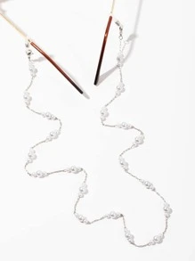 Cadena para gafas con diseño de perla artificial - Blanco - Ver 1