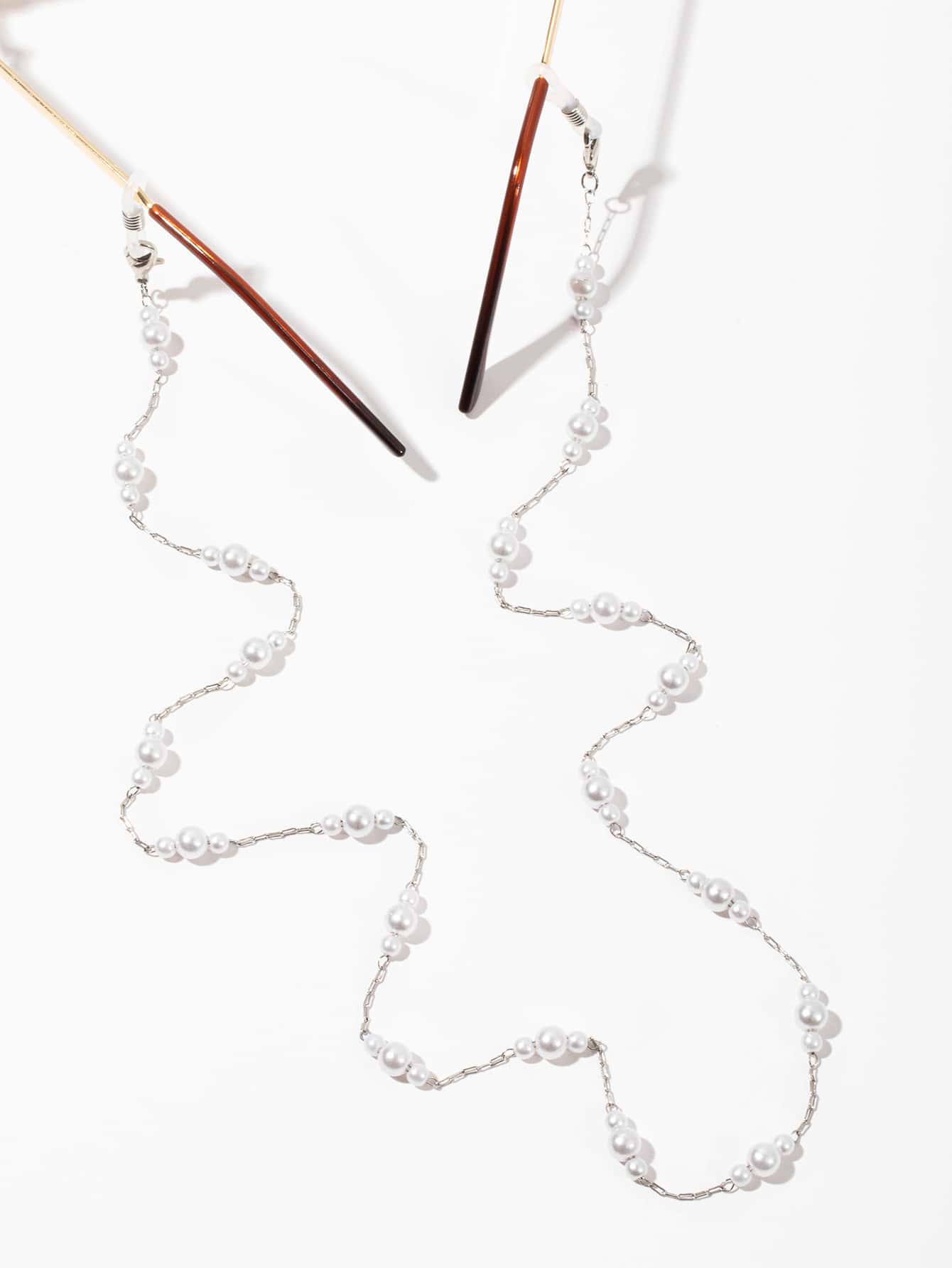 Cadena para gafas con diseño de perla artificial - Blanco - Ver 1