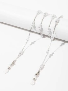 Cadena para gafas con diseño de perla artificial - Blanco - Ver 2