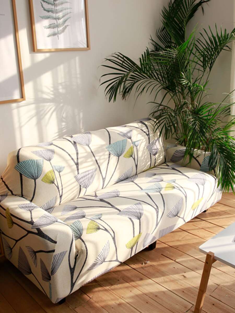 1pc Plant Print Sofa Slipcover & 2pcs Đệm Bìa không có chất độn - Nhiều màu - Xem 1