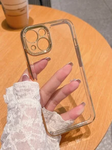 Contrast Frame Clear Phone Case - Gold - View 2