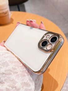 Contrast Frame Clear Phone Case - Gold - View 3