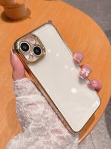 Contrast Frame Clear Phone Case - Gold - View 4