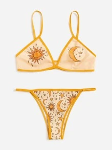 DoodlebyMeg Hippie Đồ lót gợi cảm Nữ Tương phản ràng buộc Thiên hà - Màu vàng - Xem 5