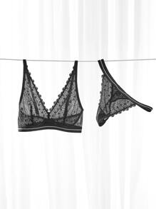 LUVLETTE Sexy Lingerie Bralettes Lounge Lace Bra - Black - View 5