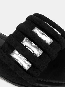 水鑽裝飾涼拖 - 黑色 - 查看 3