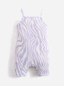 SHEIN 嬰兒女童斑馬紋肩帶連身衣 - 彩色 - 查看 2