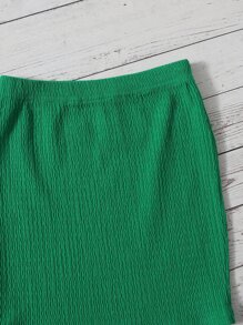 SHEIN 少女 2入組 休閒針織背心上衣與裙子，純色