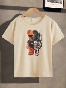 SHEIN Boys Bear Print Tee