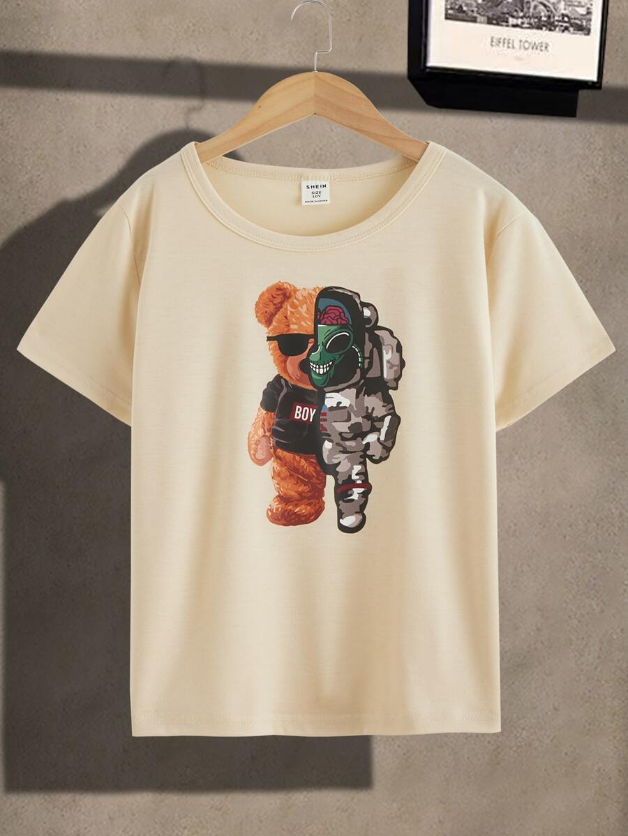 SHEIN Boys Bear Print Tee