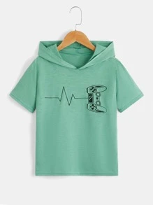 SHEIN Tops con trai Đồ họa Giải trí - Màu xanh Bạc hà - Xem 1