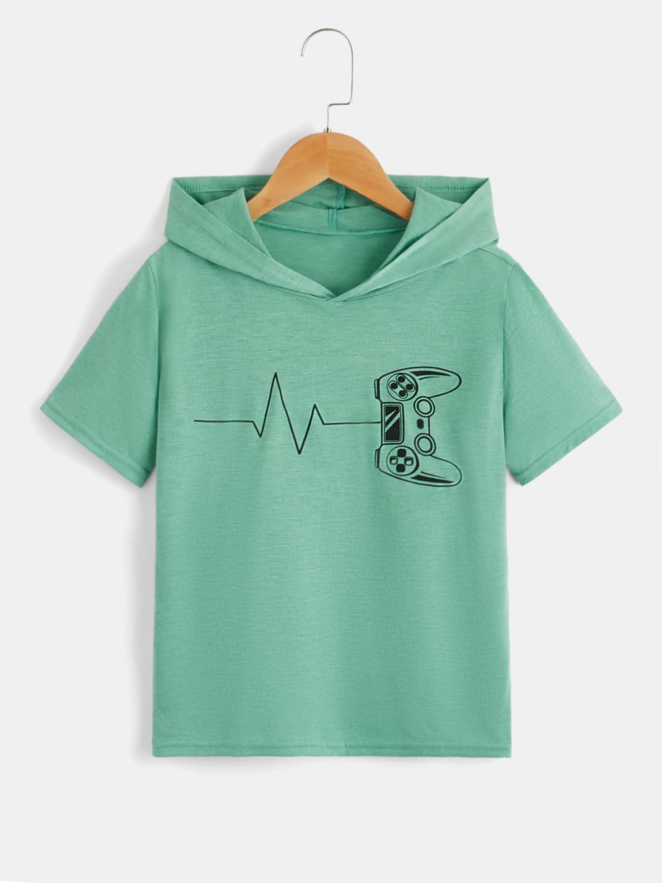 SHEIN Tops con trai Đồ họa Giải trí - Màu xanh Bạc hà - Xem 1