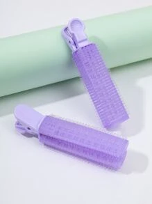 2入組自然蓬鬆髮夾，豐盈髮根夾，DIY捲髮夾自然蓬鬆捲髮造型工具，女士和女孩螺旋捲髮夾 - 紫色 - 查看 1