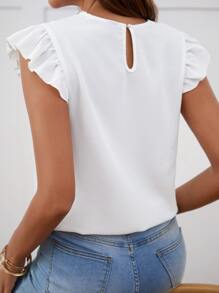 SHEIN Frenchy Blusa de manga corta con ribete de encaje en contraste y estampado floral al estilo Bridgerton