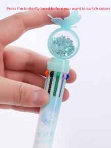 1pc Butterfly Print 10 Color Ballpoint Pen - Multicolor - View 4