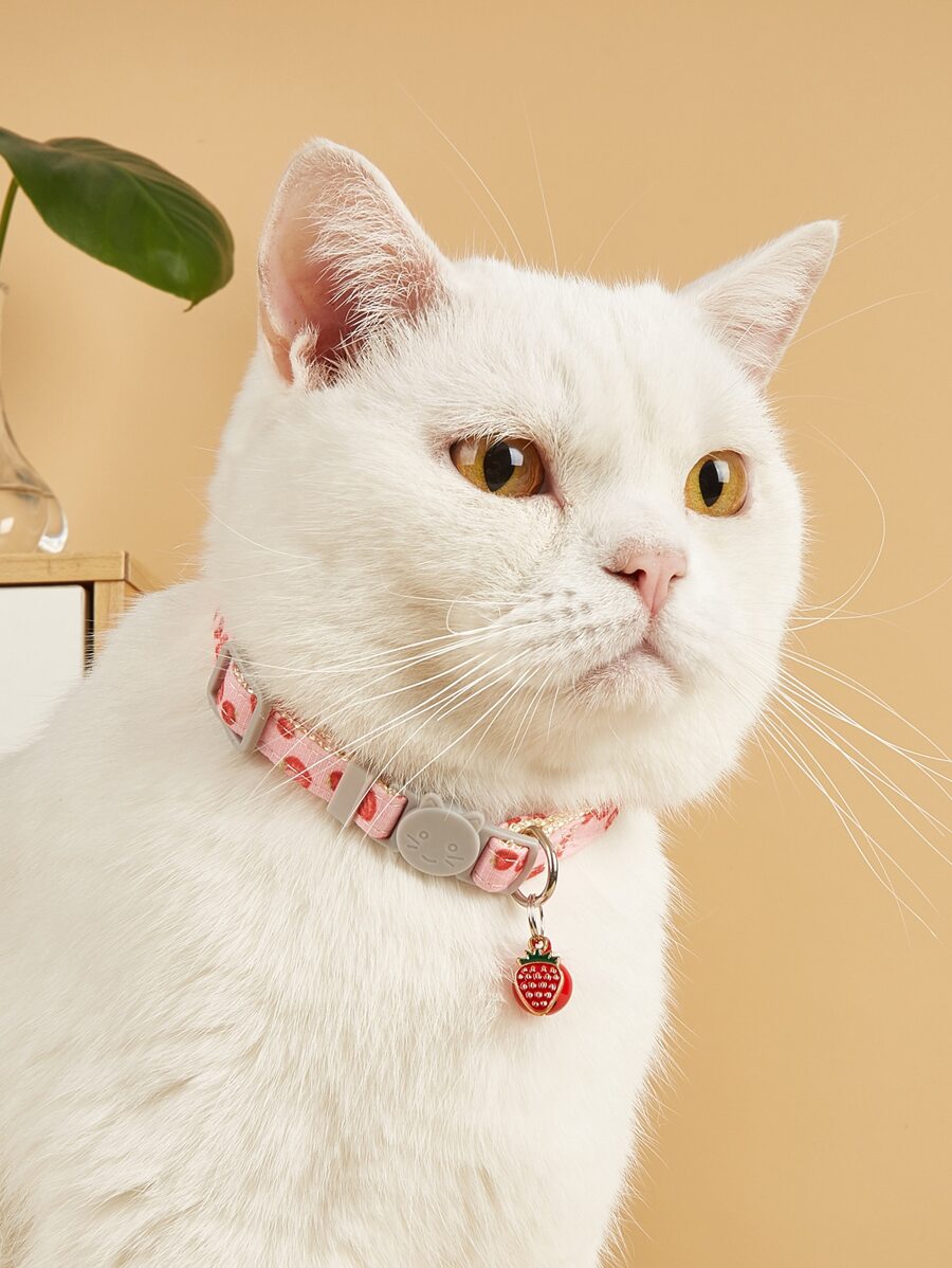 1pc Strawberry Decor Pet Collar - Multicolor - View 1