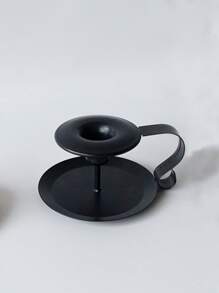 1pc Iron Alloy Candle Holder - Black - View 3