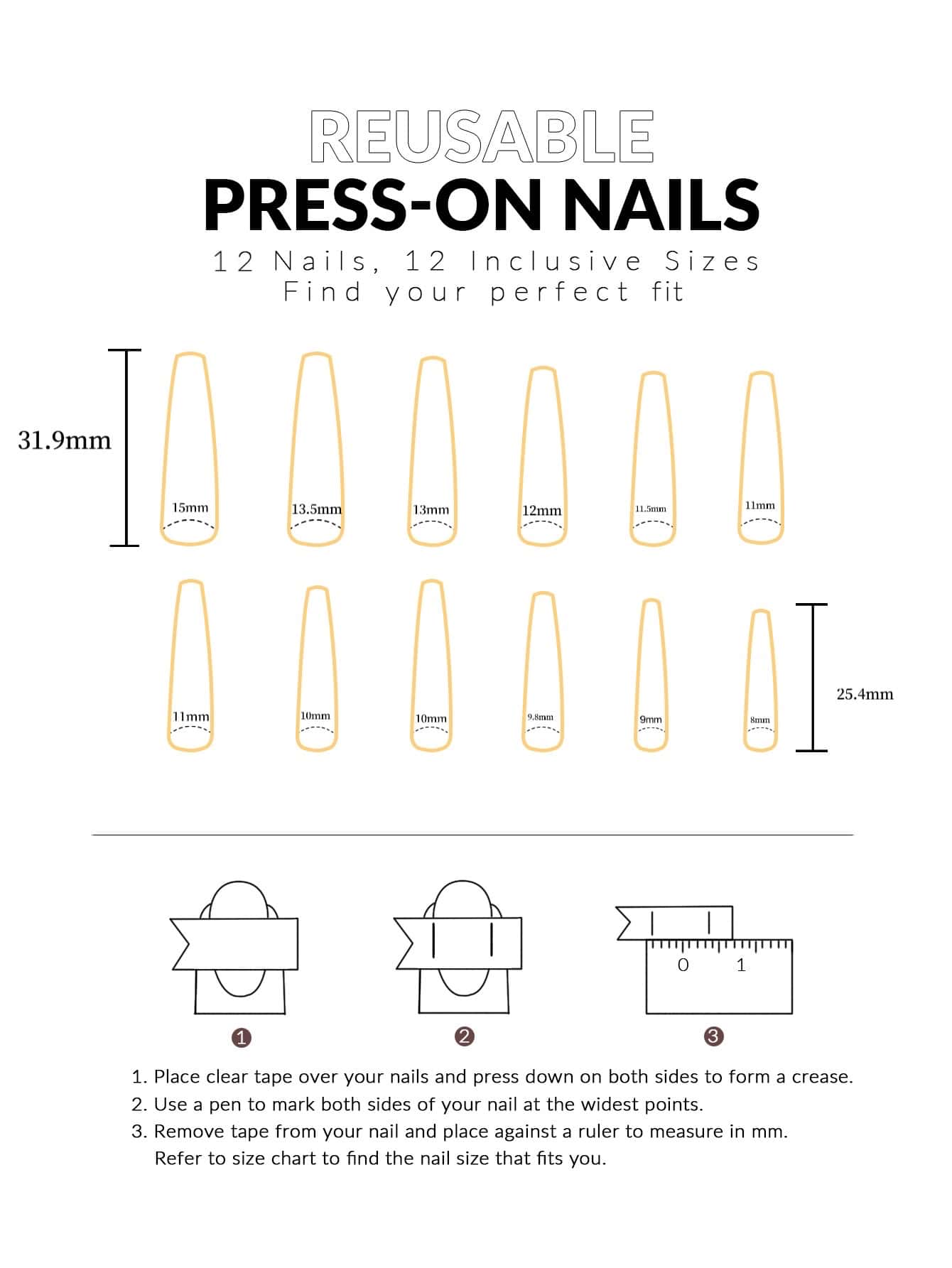 12 piezas Uña postiza con diseño de diamante de imitación & 1 hoja cinta & 1 pieza lima de uña - Multicolor - Añade 5