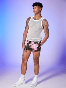 FeverCity Men Tie Dye Drawstring Waist Shorts - Multicolor - View 4