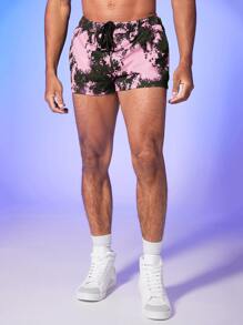 FeverCity Men Tie Dye Drawstring Waist Shorts - Multicolor - View 5