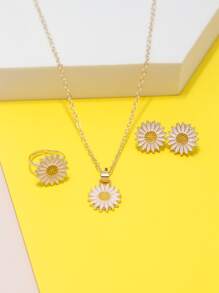 4入組女孩花朵裝飾首飾套裝 - 粉色 - 查看 1