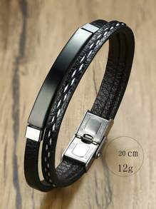 Fashionable and Popular Men Braid Detail Bracelet Stainless Steel for Jewelry Gift and for a Stylish Look - Black - View 4