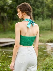 SHEIN Unity Áo hai dây Dải chun Kẻ sọc Boho - Nhiều màu - Xem 4