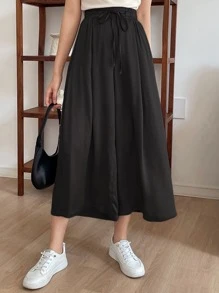 DAZY Quần ống rộng màu trơn phong cách công sở thường ngày dành cho nữ mùa thu - màu đen - Xem 4