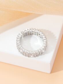 1pc Cubic Zirconia Decor Cuff Ring Copper Jewelry