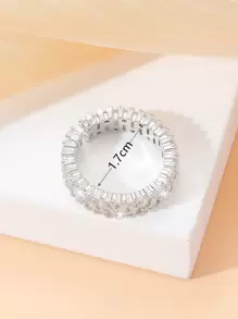 1pc Cubic Zirconia Decor Cuff Ring Copper Jewelry