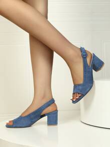 春夏时尚粗跟女式高跟凉鞋，适合万圣节、感恩节、圣诞节等场合。 - 藏蓝色 - 查看 5