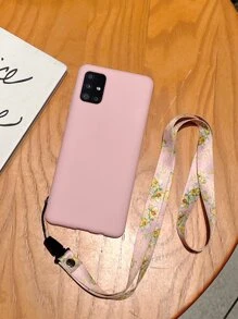 纯色手机壳，带花卉挂绳，国际版，非国内版 - 粉色 - 查看 2