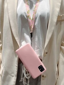 纯色手机壳，带花卉挂绳，国际版，非国内版 - 粉色 - 查看 4