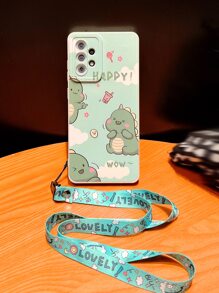 卡通恐龙图案手机壳，带挂绳，兼容 15 Pro Max 14 13 12 11，国际版，非国内版 - 彩色 - 查看 4