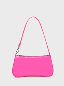 Artificial Patent Leather Minimalist Bag - Hot Pink - View 4
