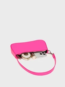 Artificial Patent Leather Minimalist Bag - Hot Pink - View 7