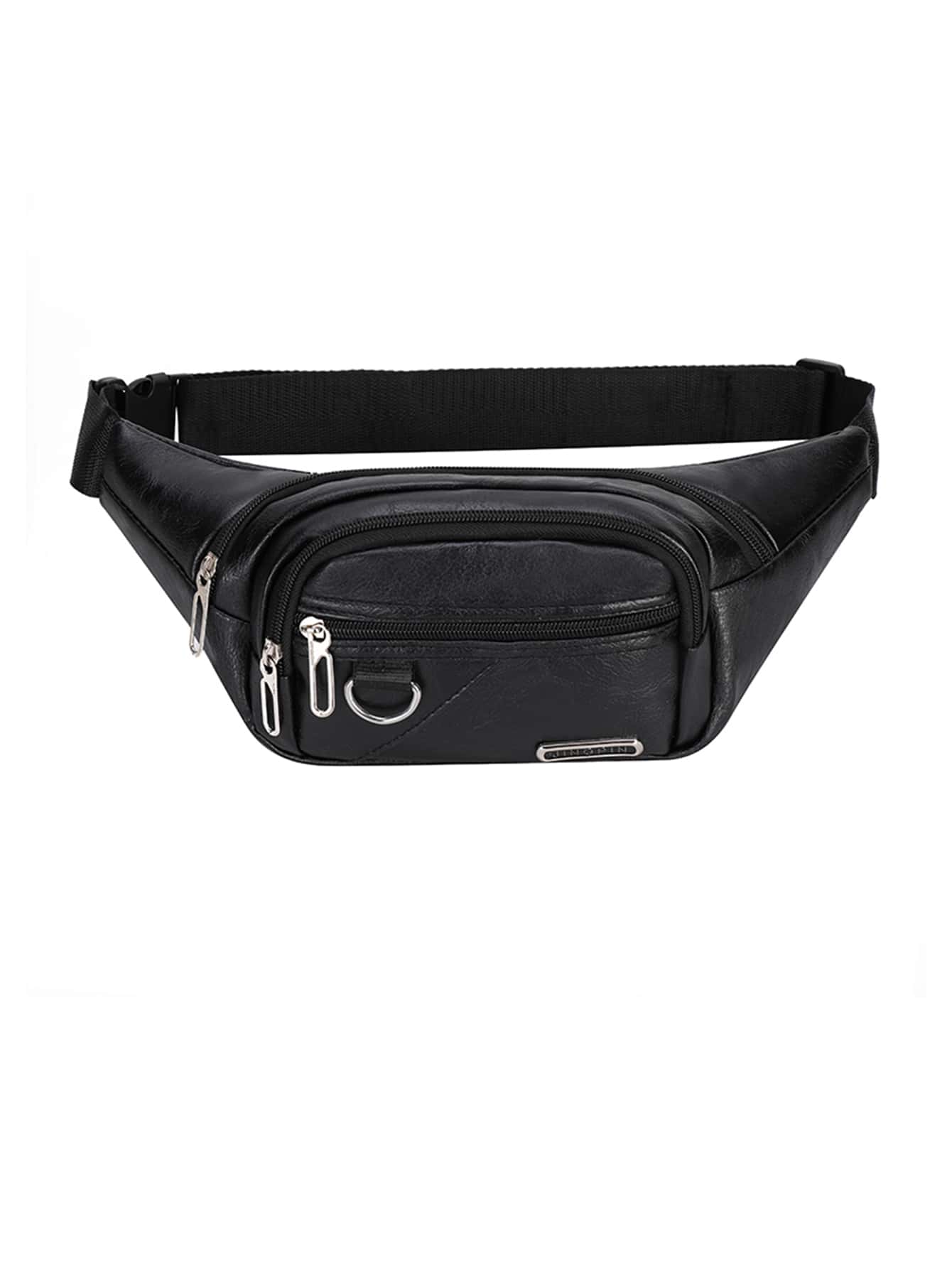 Men Letter Patch Decor Waist Bag - Black - View 1