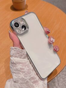 2.0 Thickness, Electroplated, Anti-drop, Acrylic Phone Case compatible with apple Iphone 15/15 Pro Max/15 Pro/15 Plus/11/12/13/14 Pro Max/xs/xr/11 Pro/11 Pro Max/12 Pro/12 Pro Max/13 Pro/13 Pro Max/14 Pro/14 Pro Max/14 Plus/7 Plus/8 Plus/8/se 2, Soft Shell, Simple - Clear - View 3