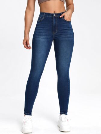 SHEIN Essnce Slant Pocket Skinny Jeans