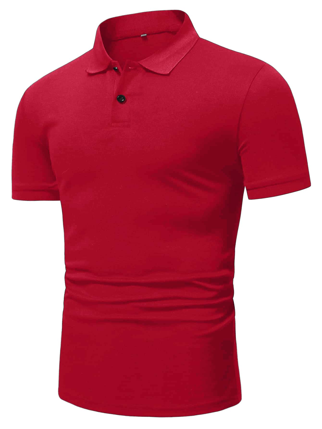 Manfinity Homme Áo thun có cổ Nam Nút màu trơn Giải trí - Màu Đỏ Sâu - Xem 1