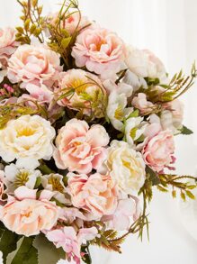 1pc Artificial Flower, Faux Flower Bouquet, Plastic Artificial Flower Bundle For Home Decor, Wedding - Multicolor - View 2