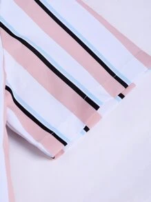 Manfinity Homme Men Random Striped Shirt & Solid Shorts Without Tee - Multicolor - View 3