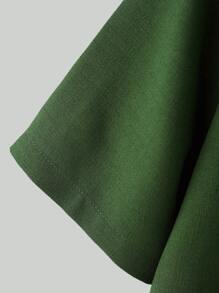 Manfinity Homme Men Solid Half Button Stand Collar Shirt - Green - View 3