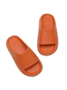 女孩極簡風格單帶拖鞋 - 橘色 - 查看 3